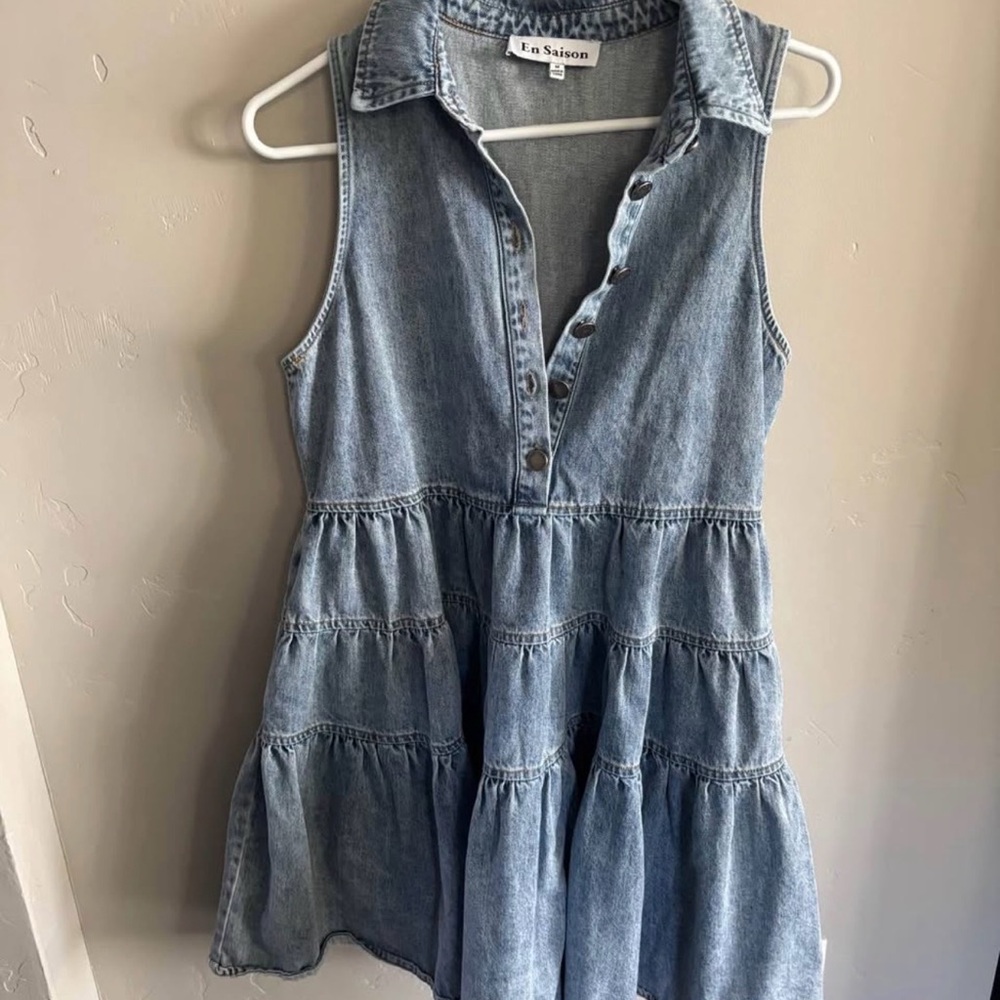 En Saison denim babydoll sleeveless dress (M)
